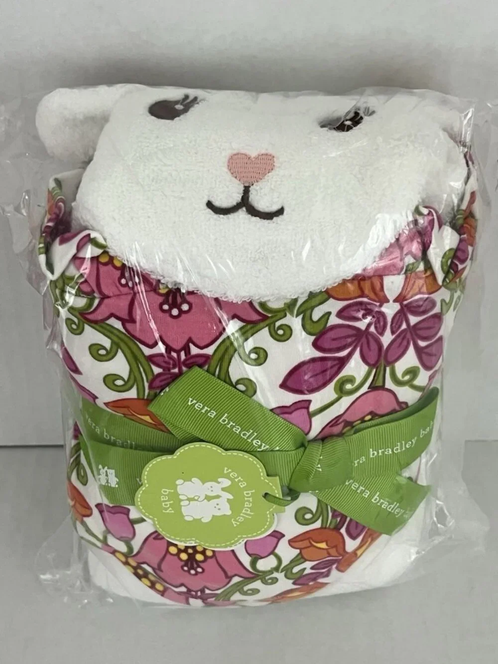 Vera Bradley Lilli Bell Hooded Towel & Bath Mitt Set Cotton Terrycloth NEW NWT